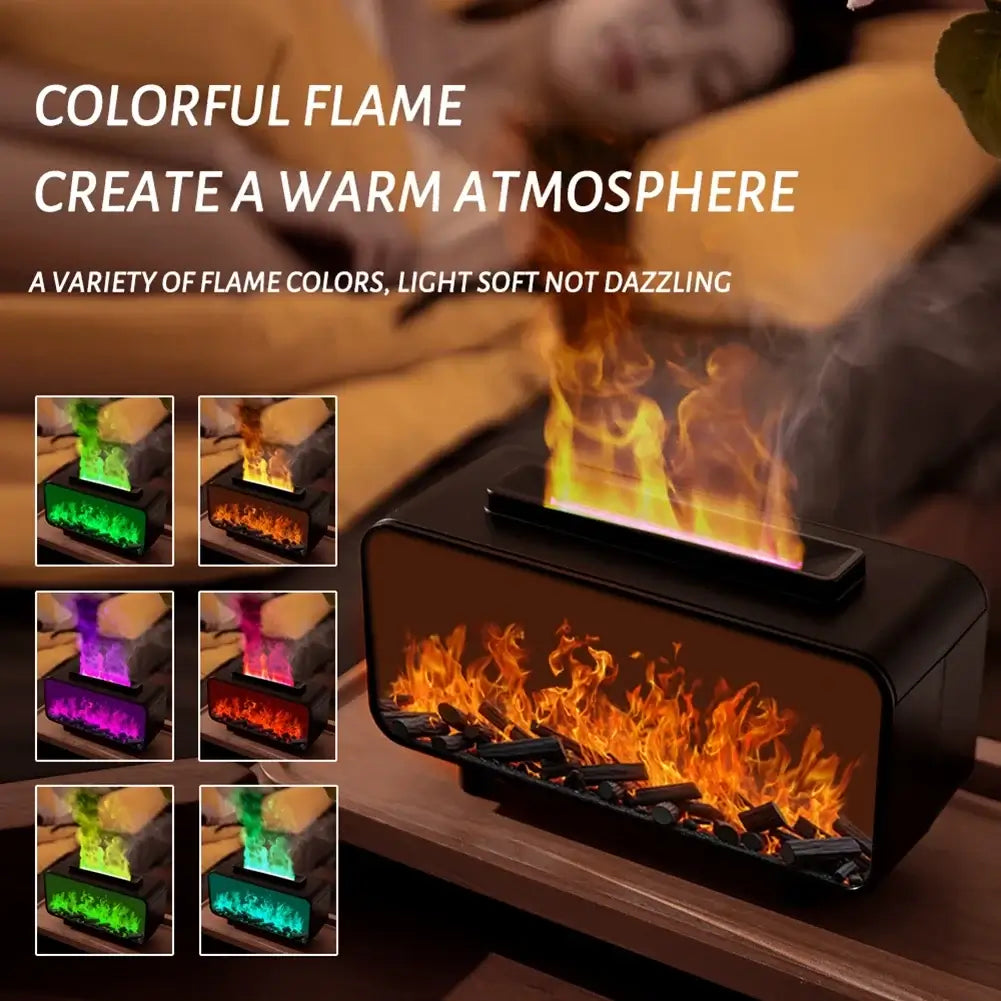 Dyfuzor Ultrasoniczny z Efektem Płomienia 4D • Nawilżacz + Aromaterapia + Magiczna Ozdoba • Podświetlane Kryształy Solne.