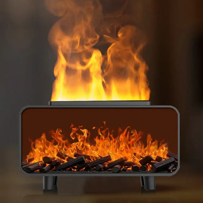 Dyfuzor Ultrasoniczny z Efektem Płomienia 4D • Nawilżacz + Aromaterapia + Magiczna Ozdoba • Podświetlane Kryształy Solne