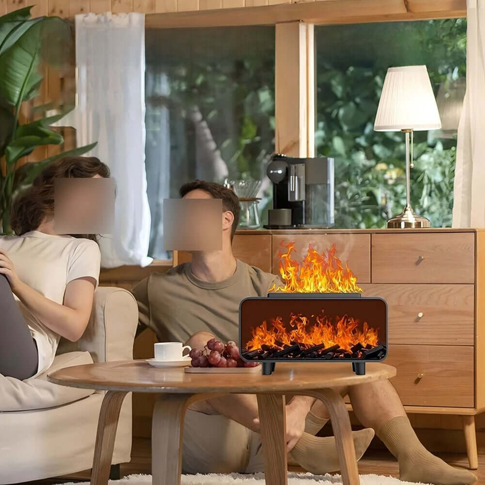 Dyfuzor Ultrasoniczny z Efektem Płomienia 4D • Nawilżacz + Aromaterapia + Magiczna Ozdoba • Podświetlane Kryształy Solne.