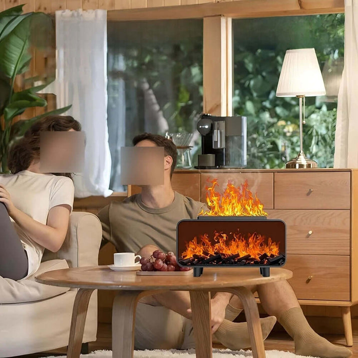 Dyfuzor Ultrasoniczny z Efektem Płomienia 4D • Nawilżacz + Aromaterapia + Magiczna Ozdoba • Podświetlane Kryształy Solne.